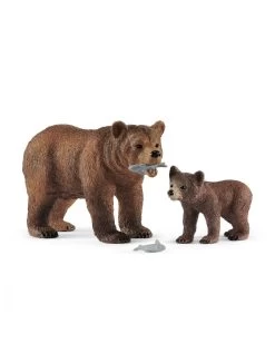 Schleich Wildlife 42473 Grizzlybär-Mutter Mit Jungem