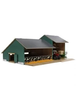 Kids Globe Stal Braun | Farming Kuhstall Mit Werkstatt / Stall Aus Holz, Maßstab 1:32 610200